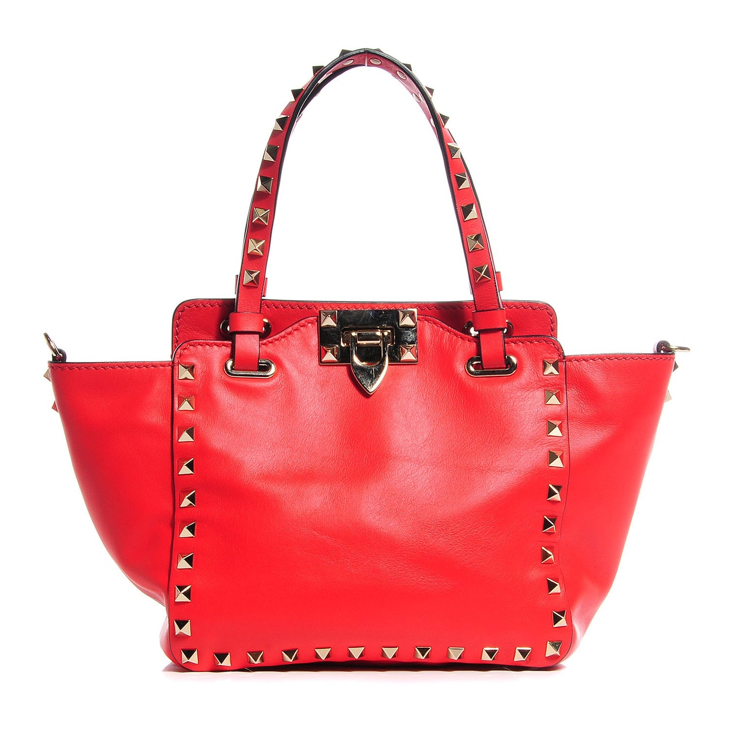 Vitello Mini Rockstud Tote Deep Orange
