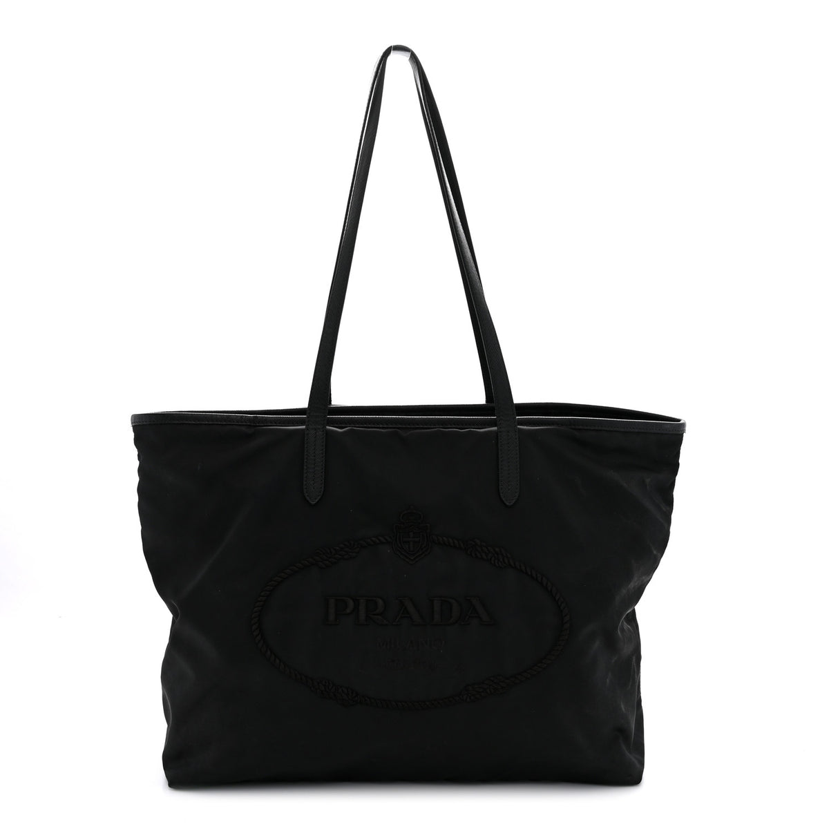 Tessuto Nylon Logo Tote Black