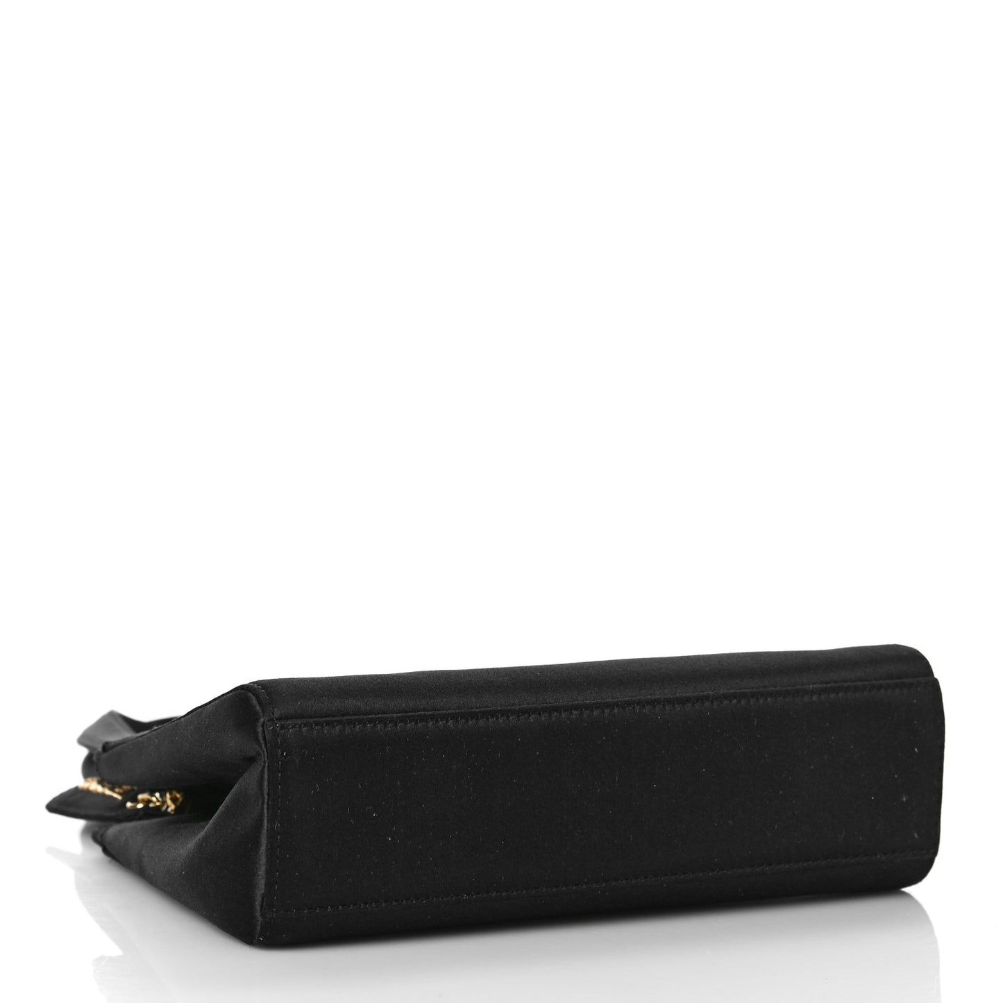 Satin Camellia Top Handle Bag Black