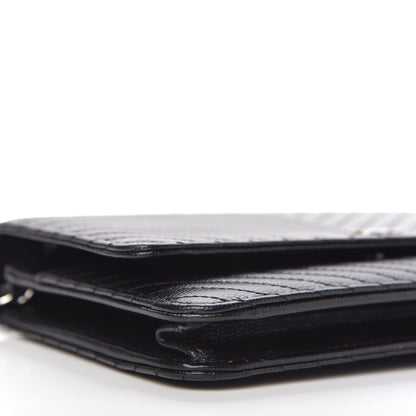Chanel Caviar Chevron Quilted Wallet On Chain WOC Black 6 of 12