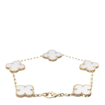 Van Cleef & Arpels 18K Yellow Gold Mother of Pearl 5 Motifs Vintage Alhambra Bracelet 3 of 7