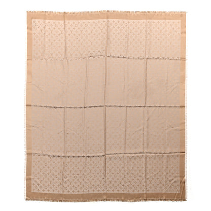 Louis Vuitton Silk Wool Monogram Denim Shawl Beige Rose 1 of 4