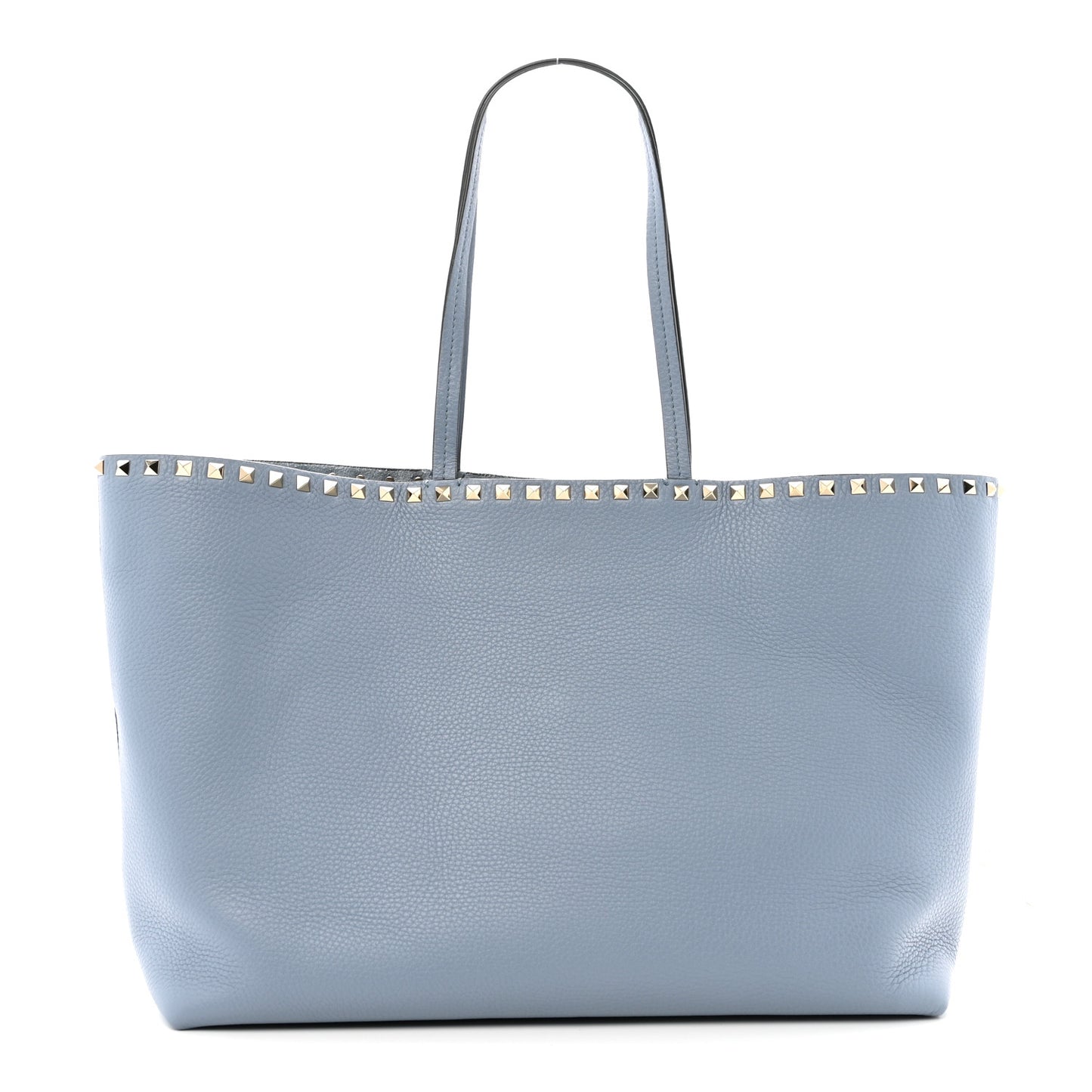 Grained Calfskin Rockstud Shoulder Tote Niagara