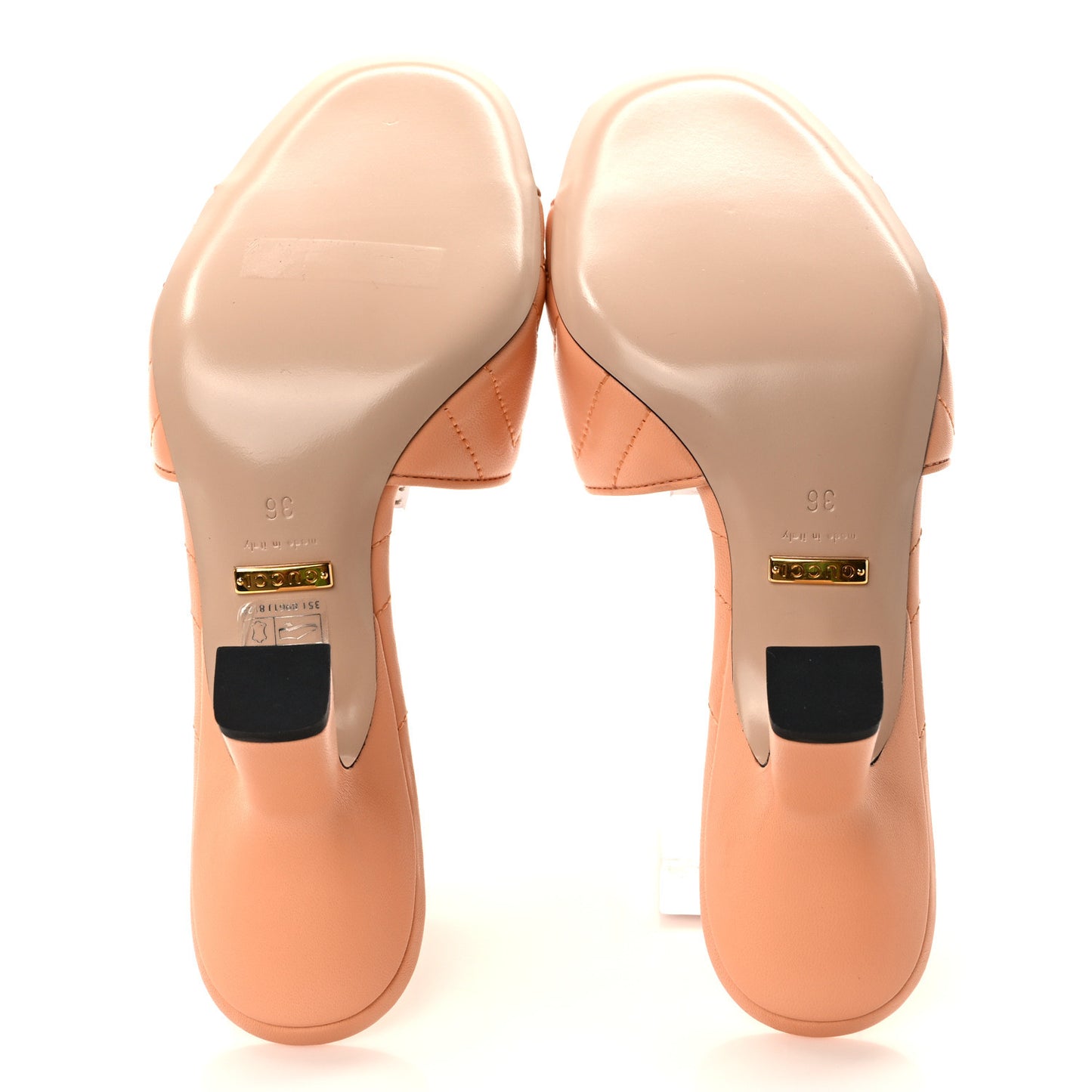 Nappa Matelasse GG Marmont 75mm Slide Sandals 36 Peachy Chic