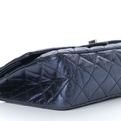 Chanel Metallic Aged Calfskin Quilted 2.55 Reissue 227 Flap Dark Navy Blue 8 of 9