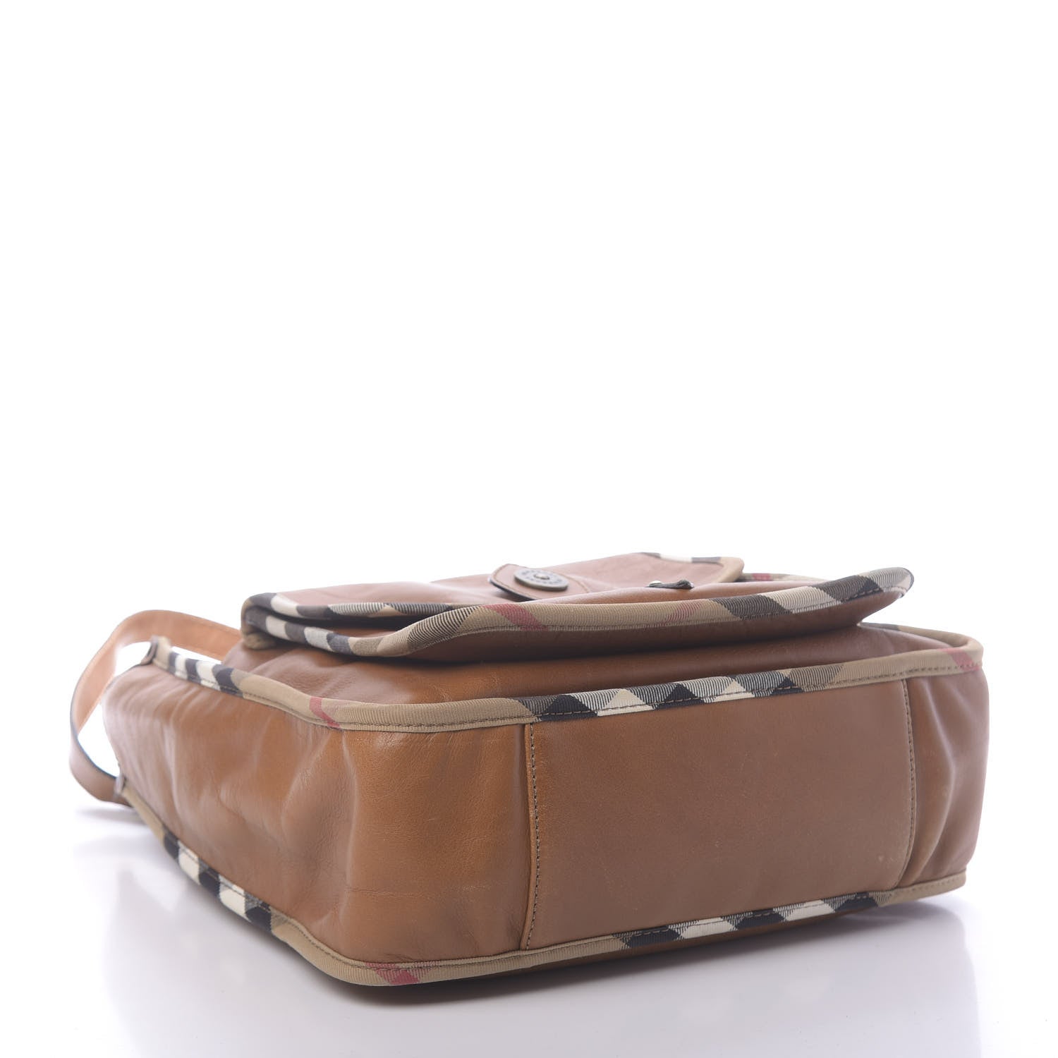 Burberry Calfskin Nova Check Shoulder Bag Tan 4 of 16