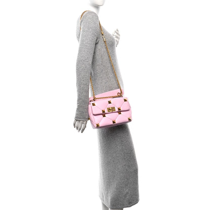 Valentino Garavani Nappa Medium Roman Stud Shoulder Bag Pink Borealis 2 of 9