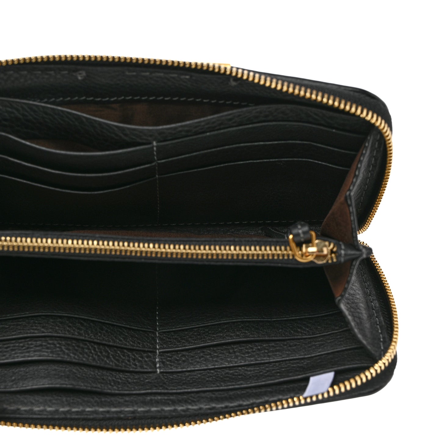 Grained Calfskin Marcie Long Zip Around Wallet Black