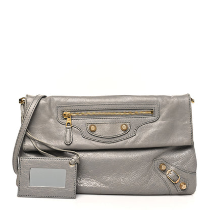 Balenciaga Agneau Giant 12 Gold Hardware Envelope Strap Clutch Gris Pyrite 3 of 13