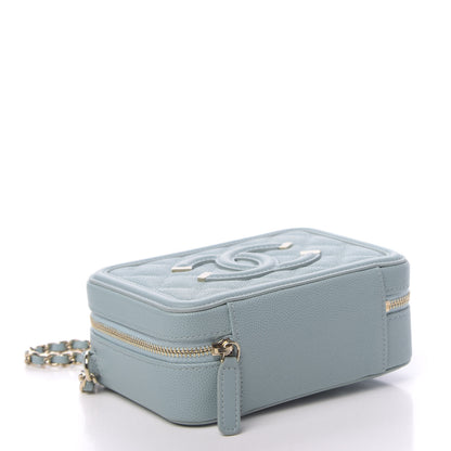 Chanel Caviar Quilted Filigree Vanity Clutch With Chain Light Blue 4 of 11
