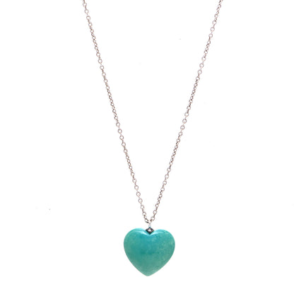 Tiffany Sterling Silver Turquoise Heart Pendant Necklace 1 of 5