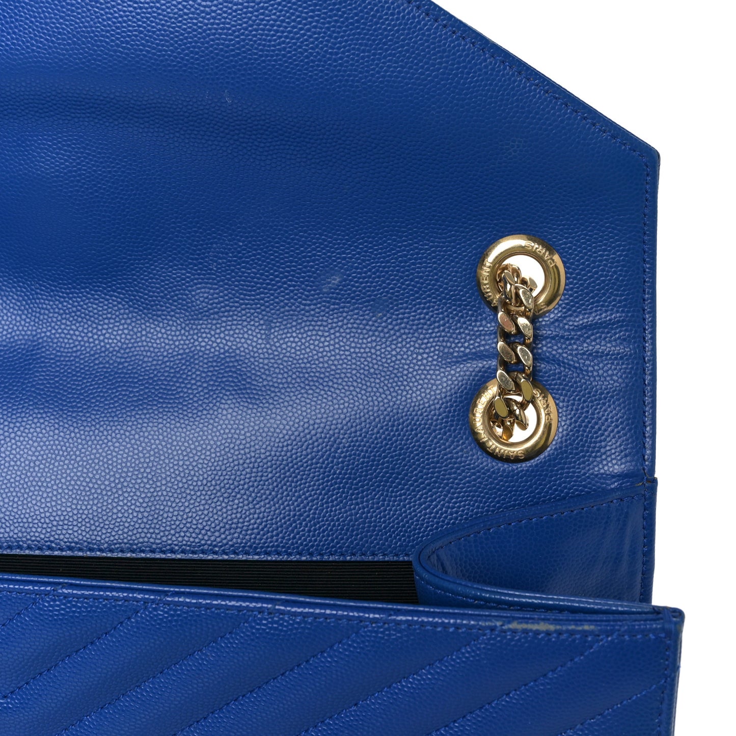 Grain De Poudre Matelasse Chevron Large Monogram Satchel Blue Majorelle