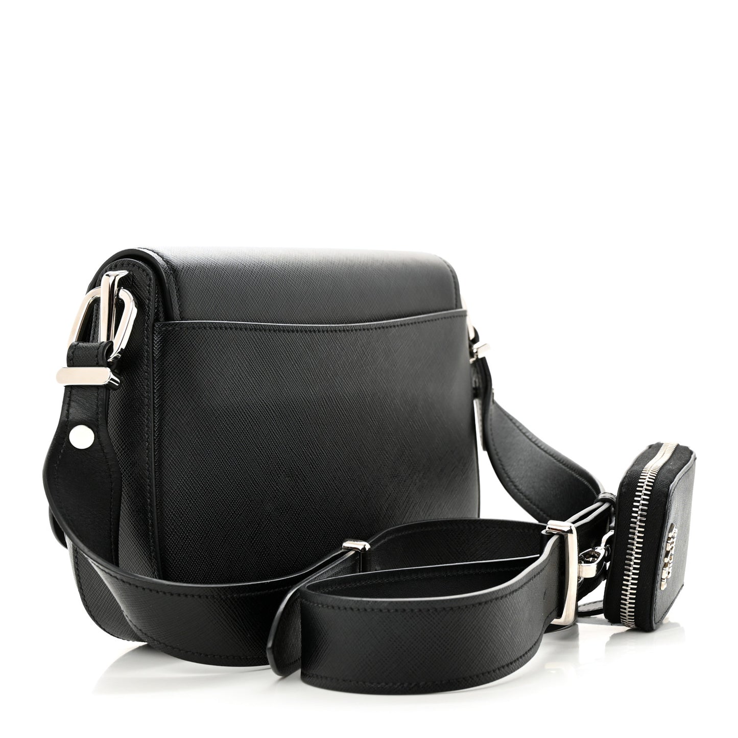 Saffiano Flap Shoulder Bag Black