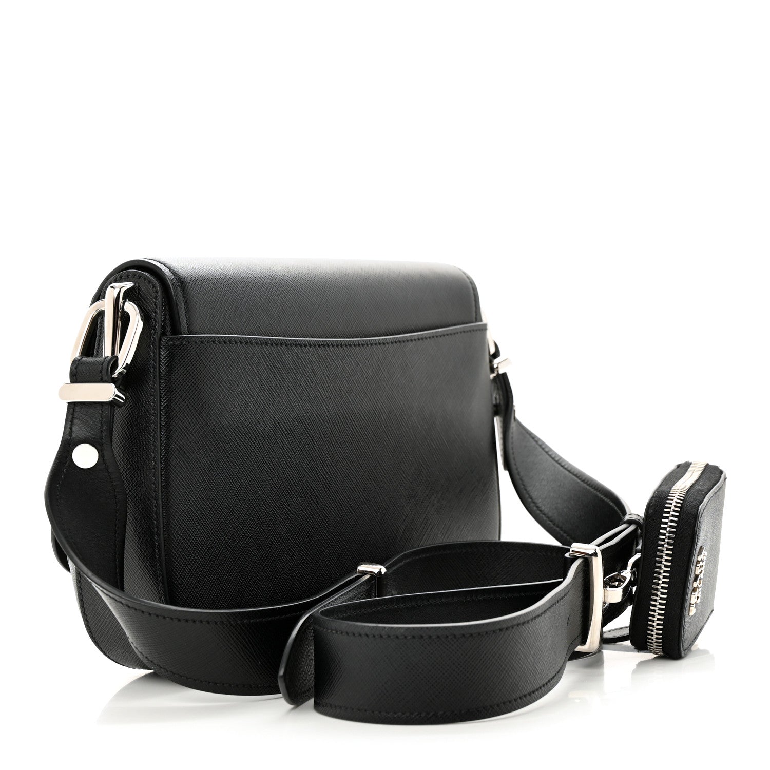 Prada Saffiano Flap Shoulder Bag Black 3 of 13