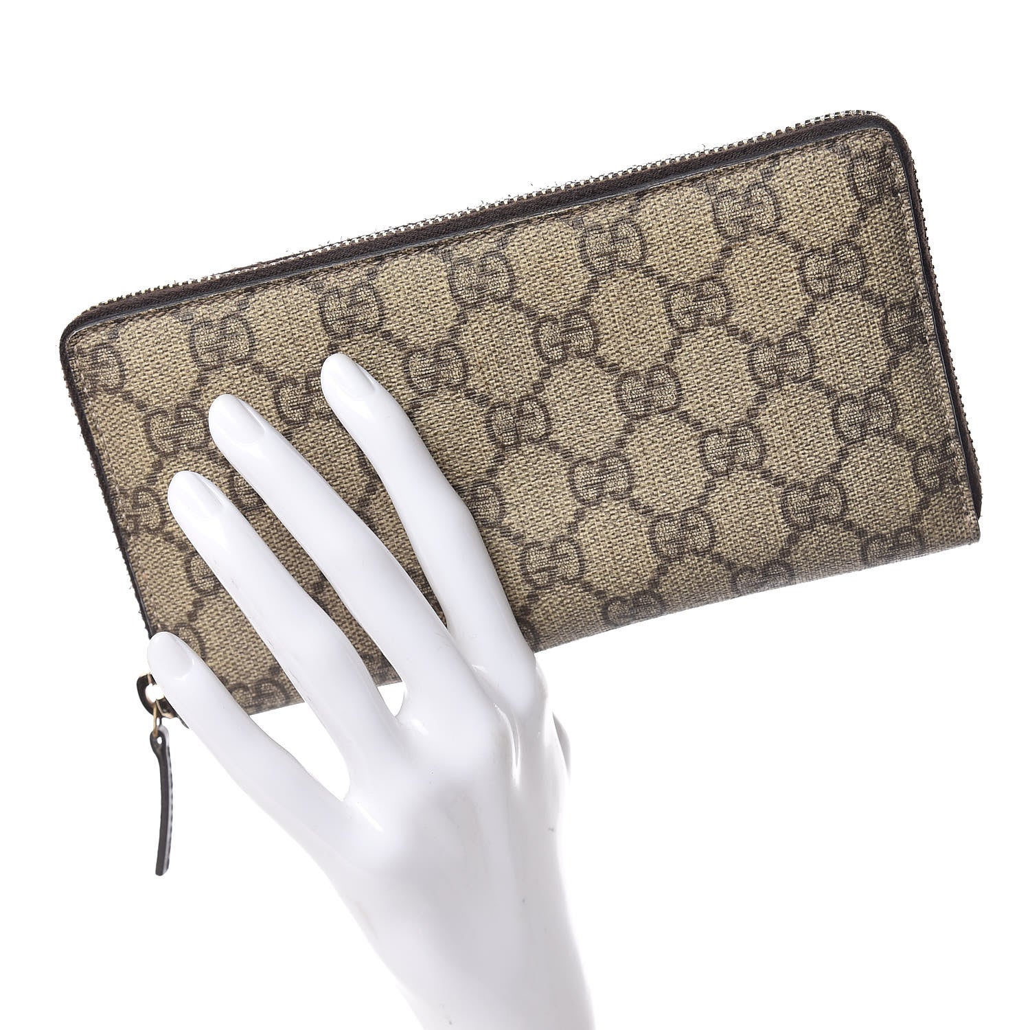 Gucci GG Supreme Monogram GG Pierce Zip Around Wallet Beige Ebony 2 of 7