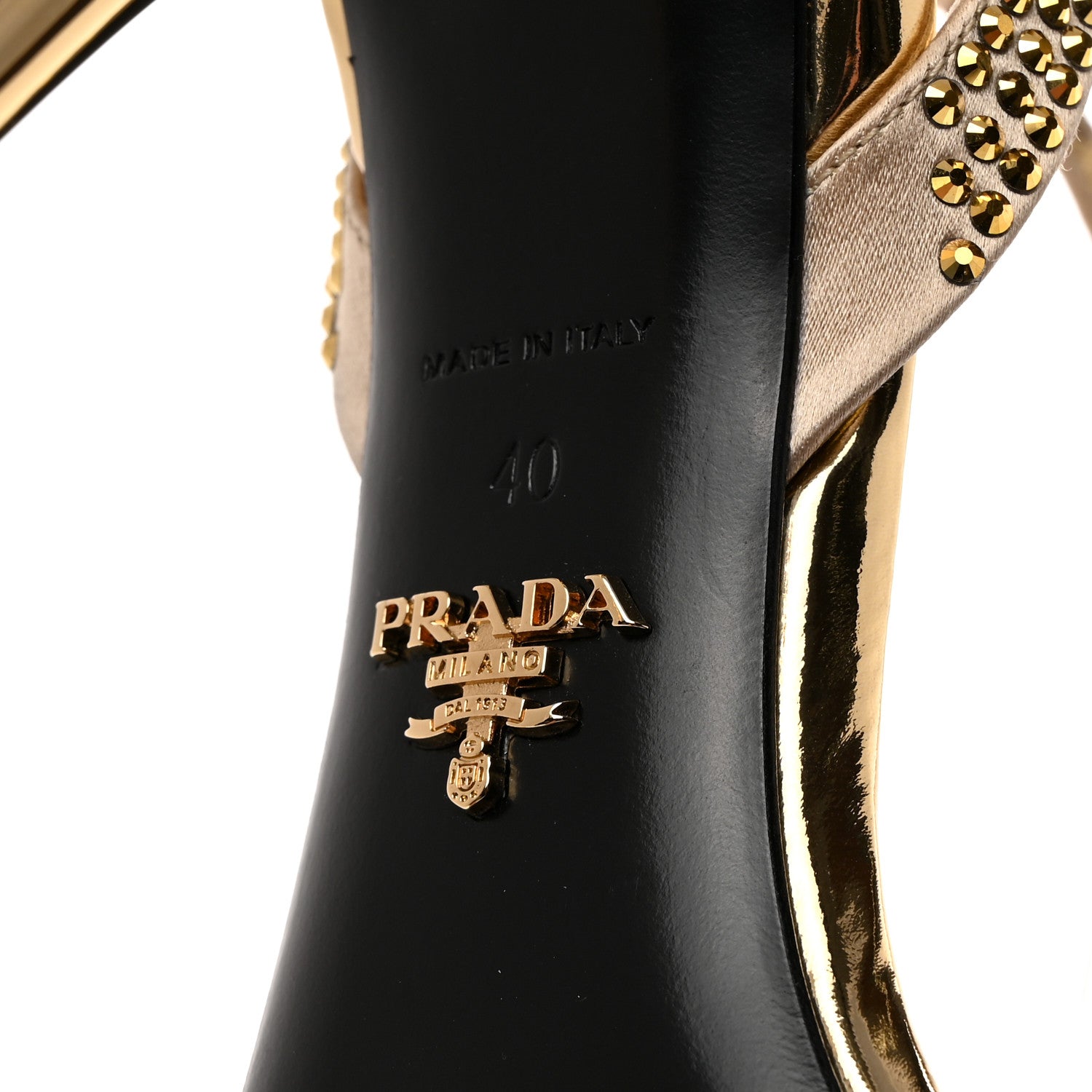Prada Satin Crystal Triangle Modellerie 100mm Sandals 40 Platino 7 of 8