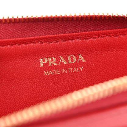 Prada Saffiano Metal Zip Around Keychain Fuoco 6 of 7