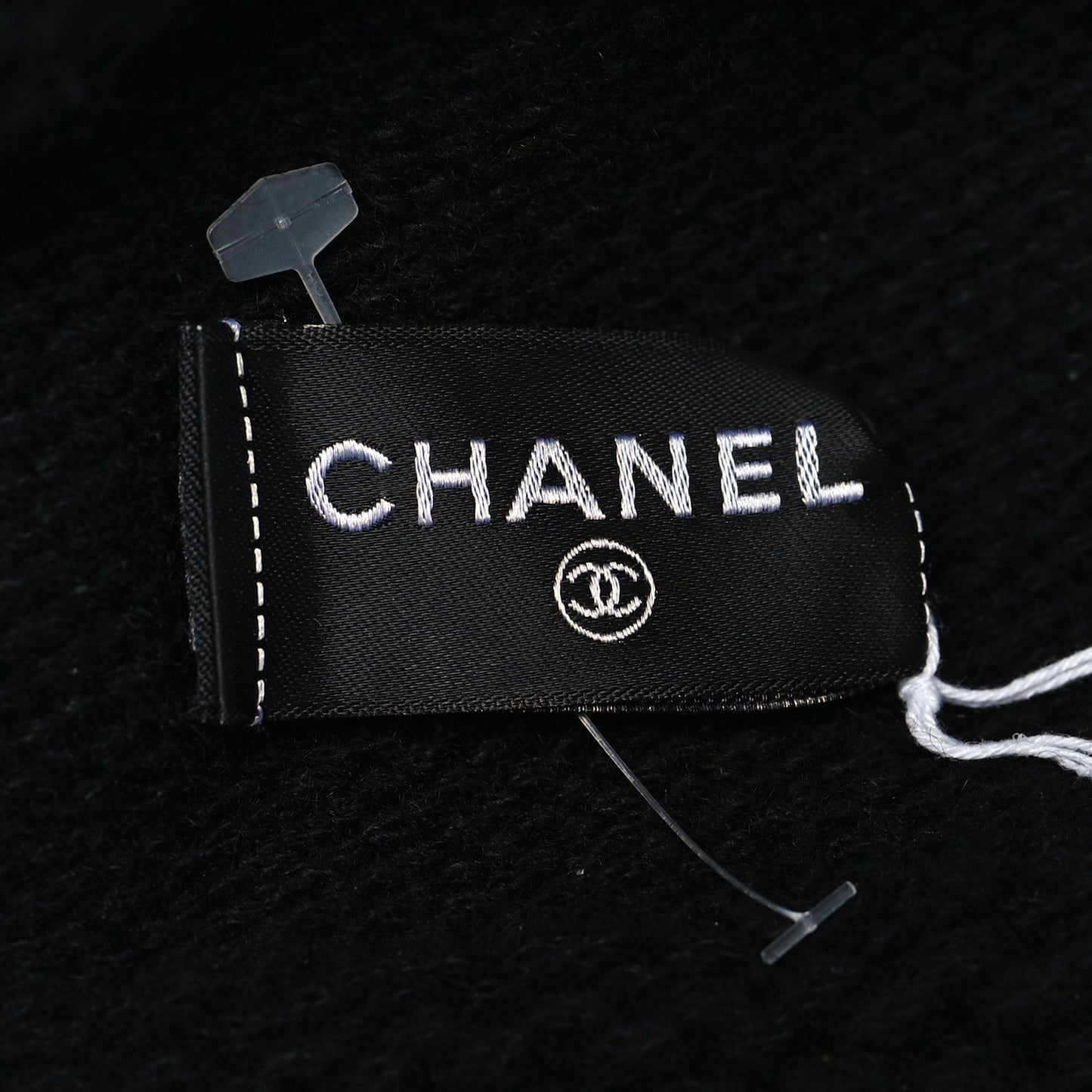Cashmere Wool CC Beanie Hat Black Light Beige