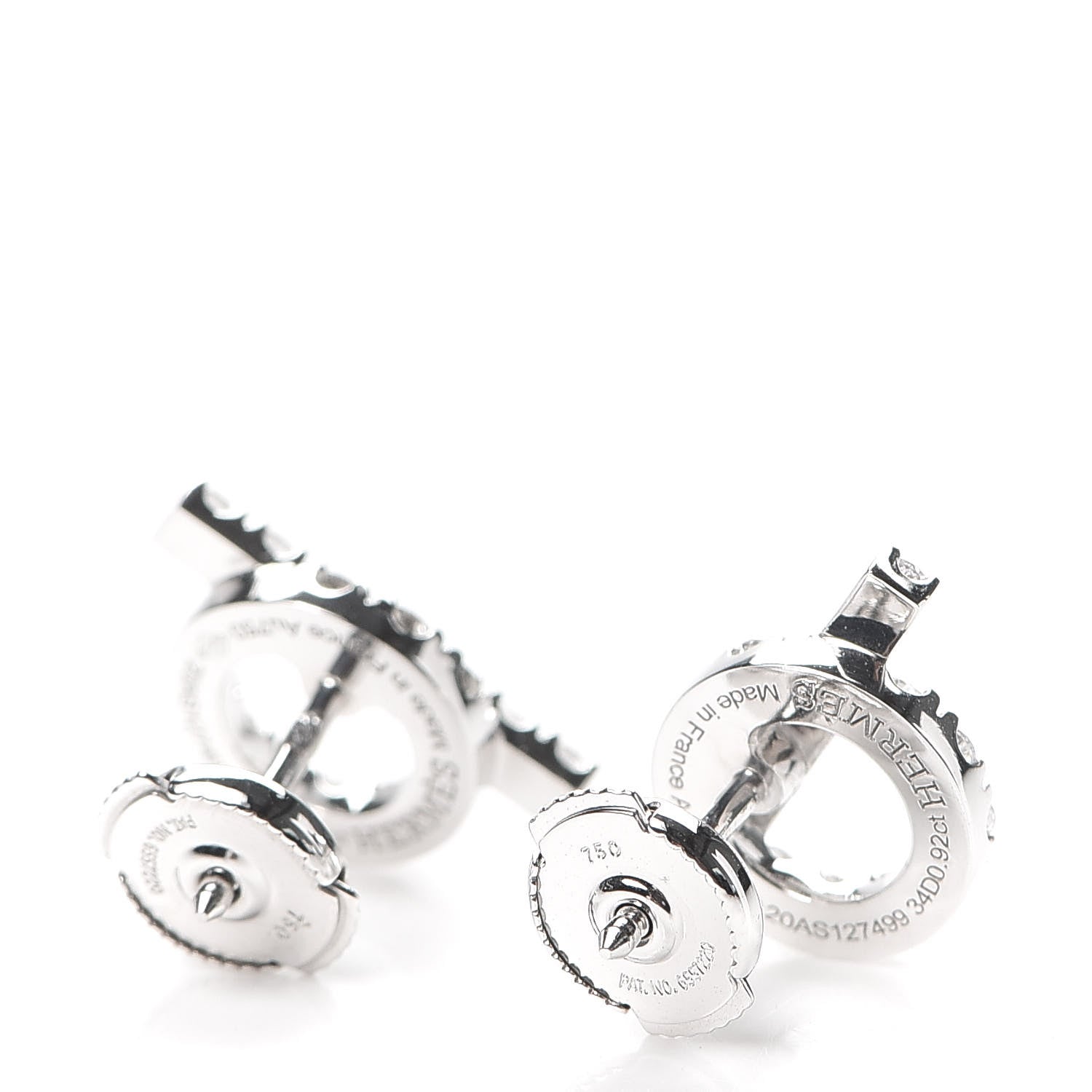 Hermes 18K White Gold Diamond Finesse Earrings 3 of 5