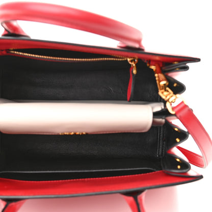 Prada Saffiano City Calfskin Small Bibliothèque Top Handle Rosso White 5 of 9