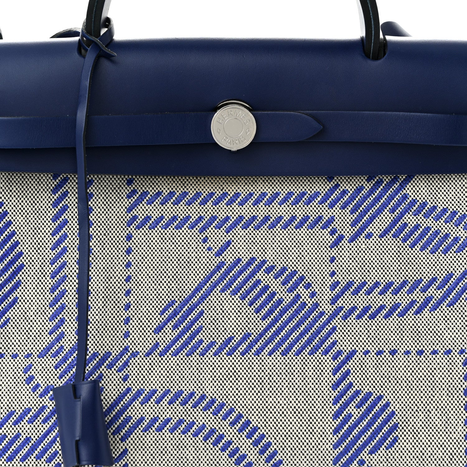Hermes Vache Hunter Toile H Brides de Gala Herbag Zip Retourne 31 PM Bleu De France Ecru Black 9 of 11