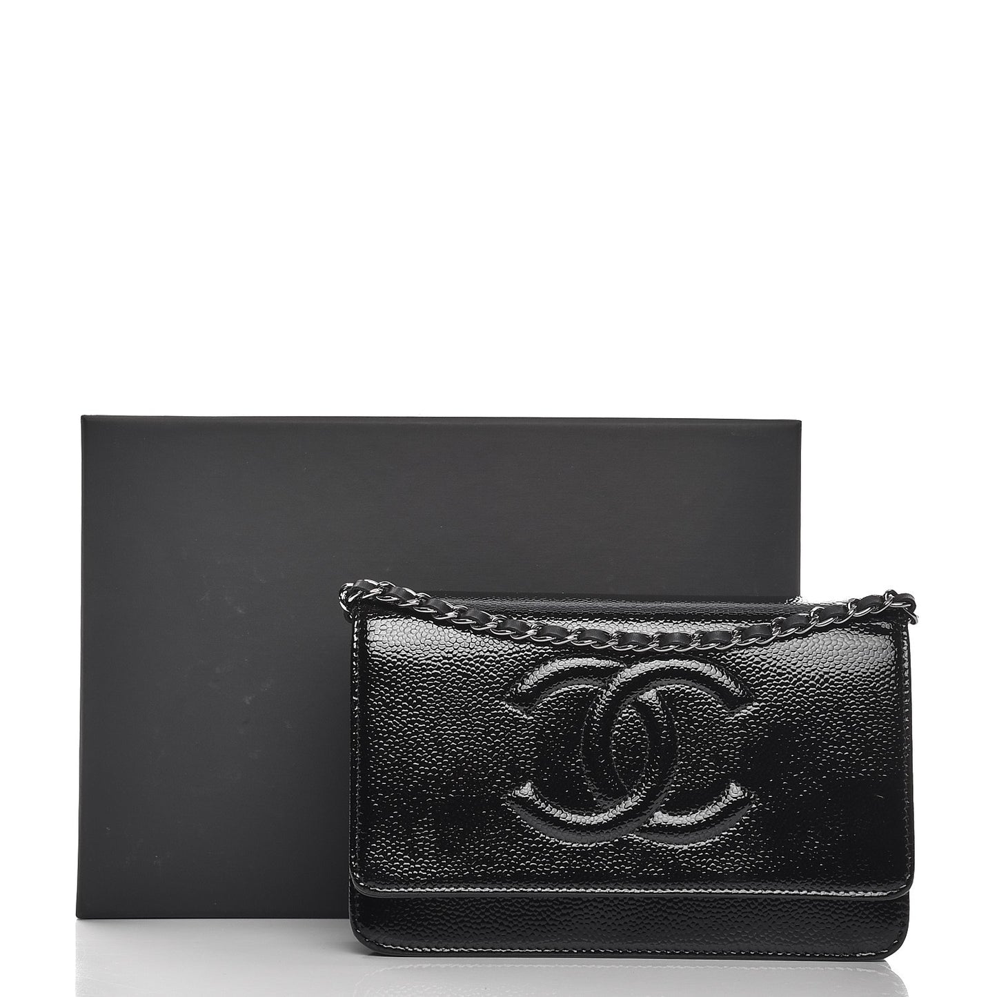 Patent Caviar Timeless CC Wallet on Chain WOC Black