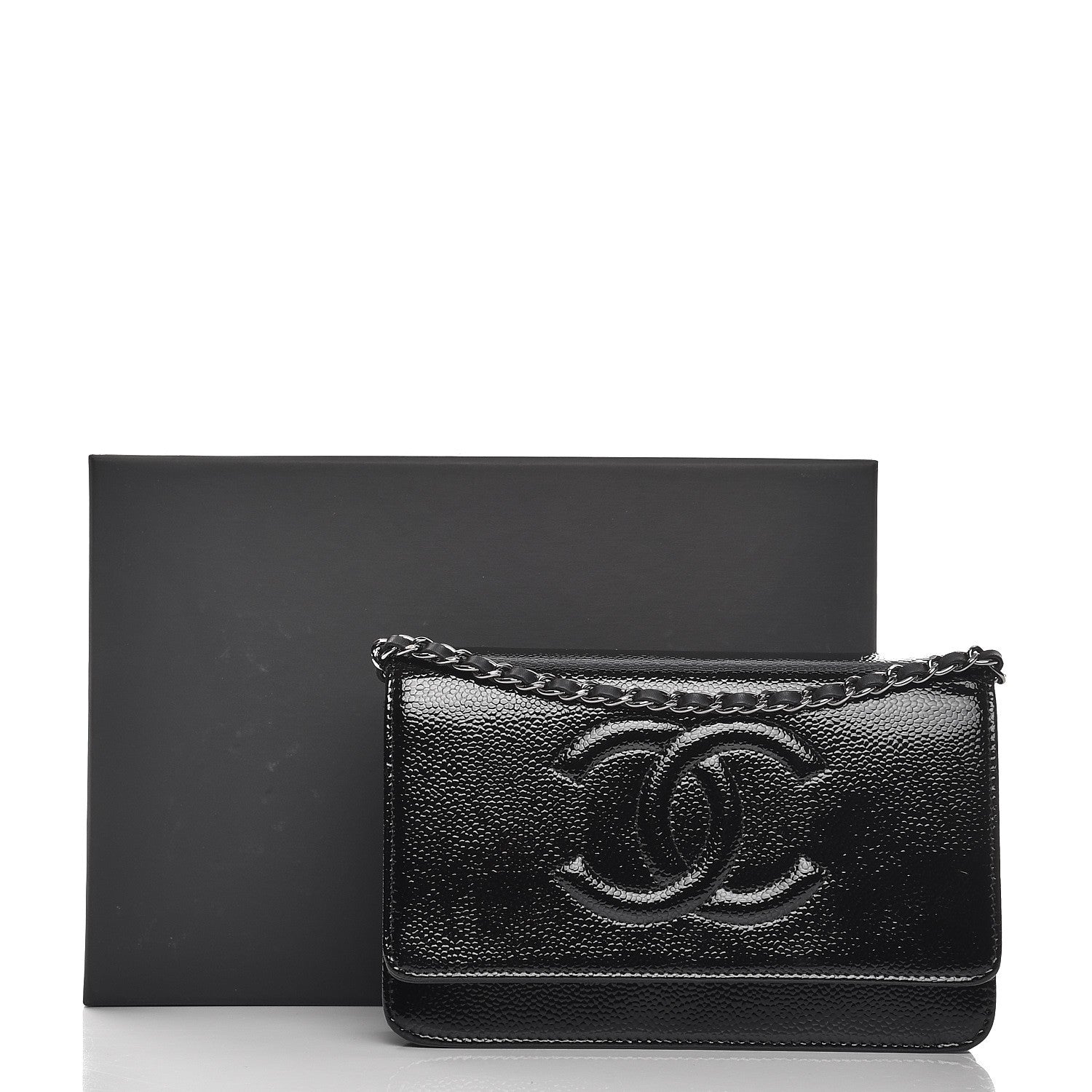 Chanel Patent Caviar Timeless CC Wallet on Chain WOC Black 9 of 9