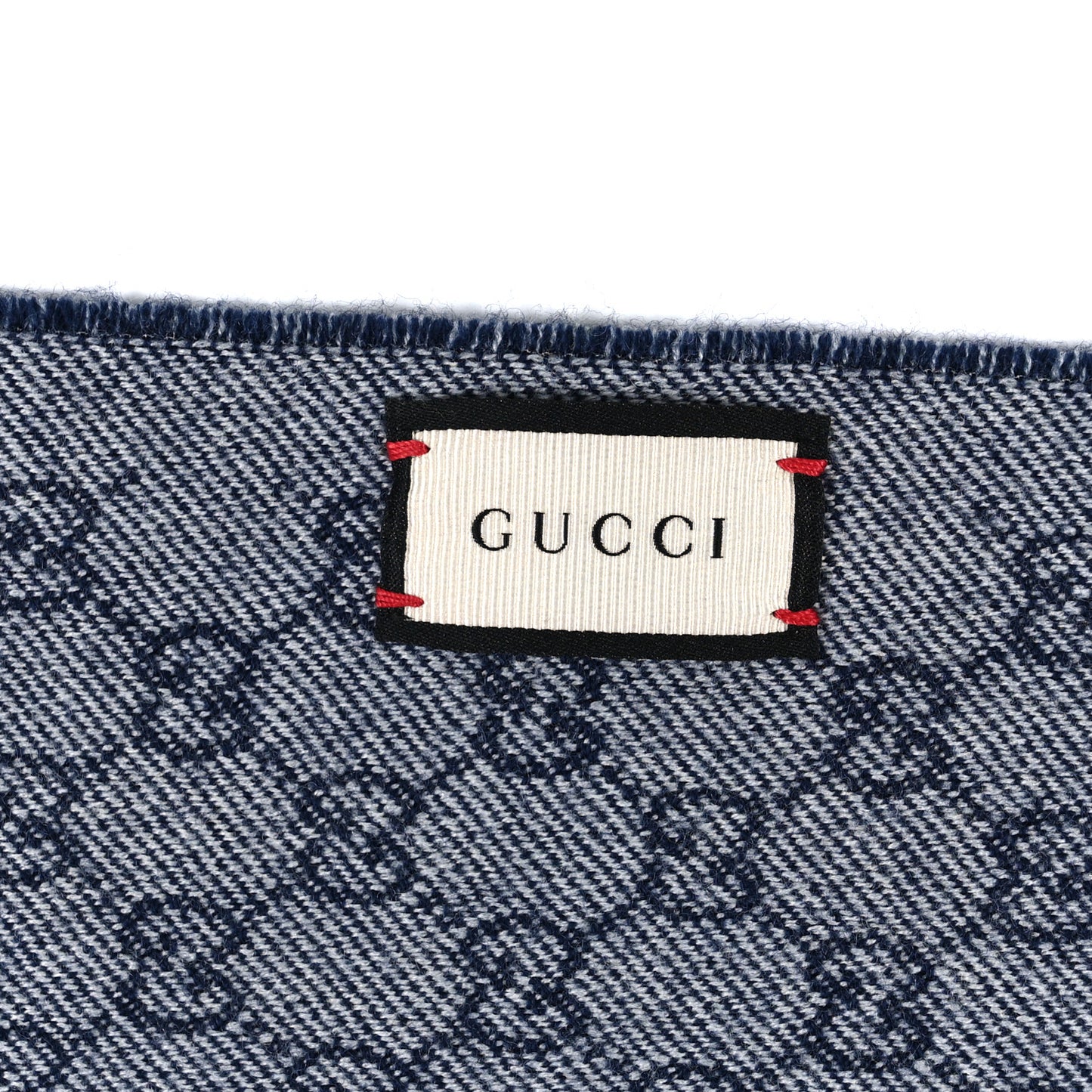 Wool Jacquard GG Monogram Miniorophin Scarf Midnight Blue Sky Blue