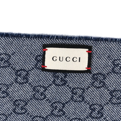 Gucci Wool Jacquard GG Monogram Miniorophin Scarf Midnight Blue Sky Blue 3 of 4