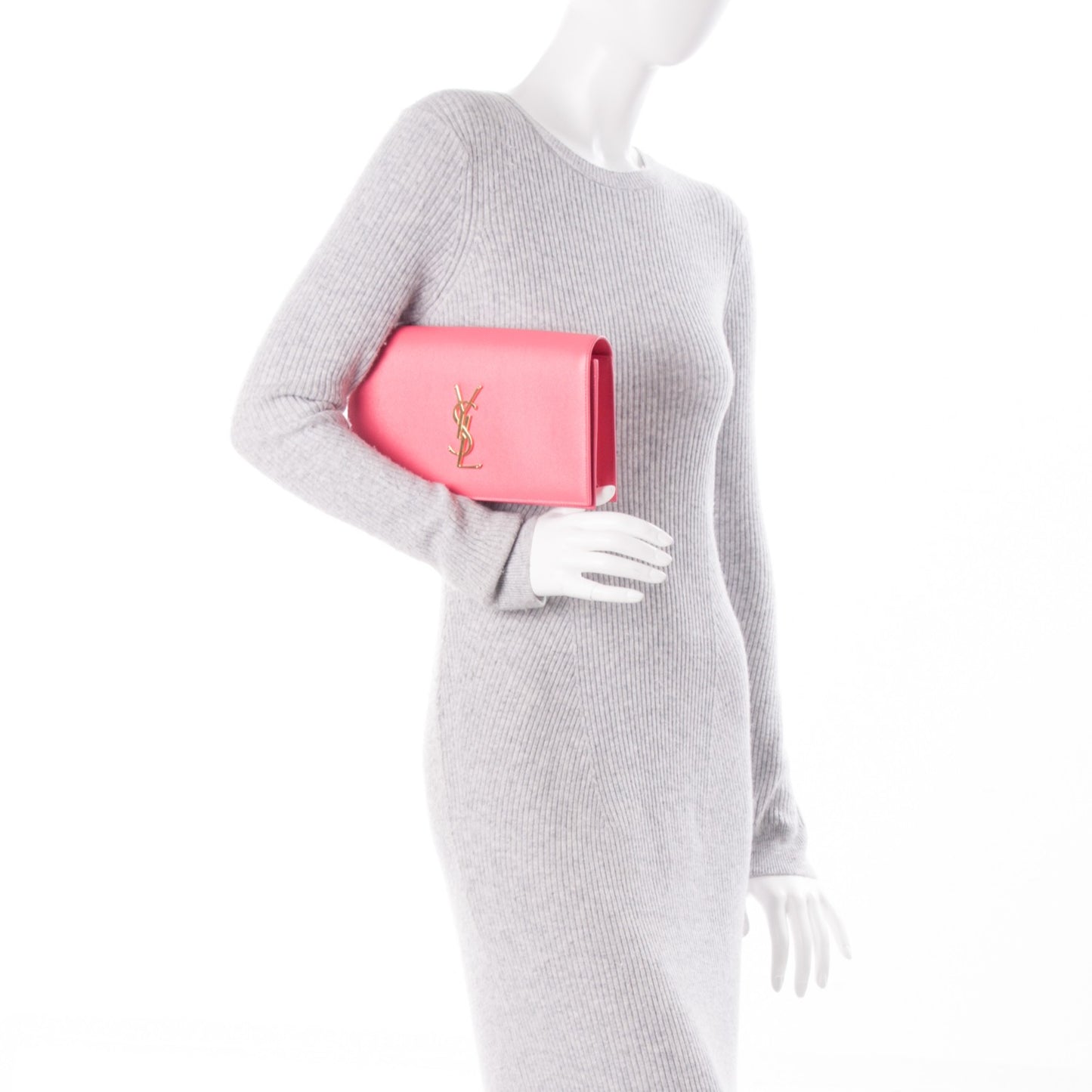 Grain De Poudre Classic Monogram Kate Clutch Rose Clair