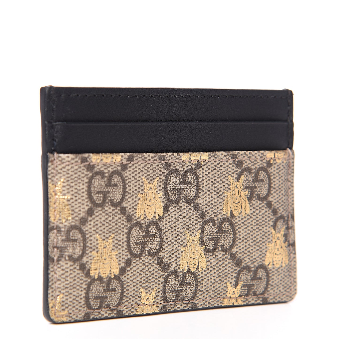 GG Supreme Monogram Bees Card Holder Black
