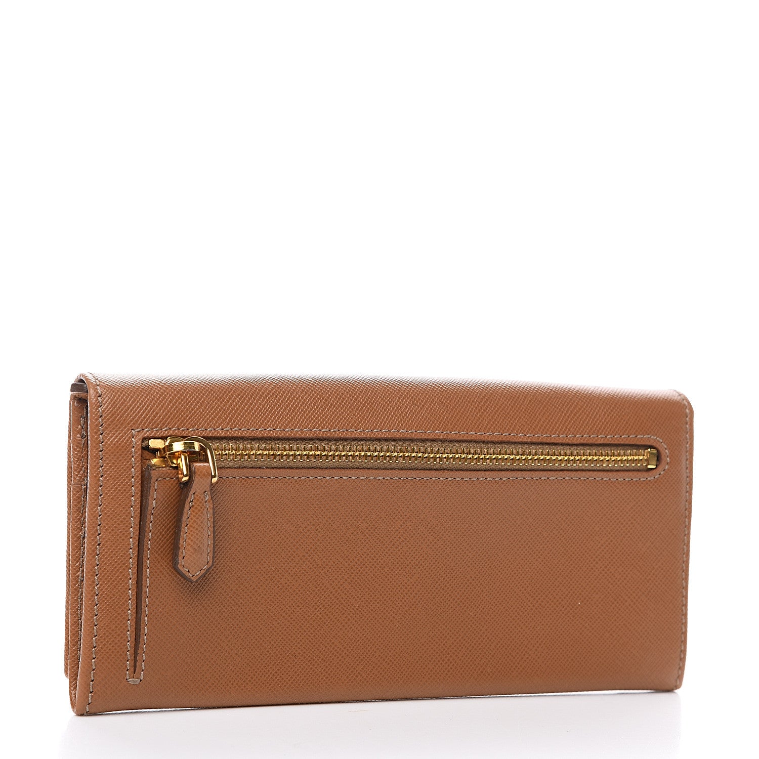 Prada Saffiano Continental Flap Wallet Caramel 2 of 6