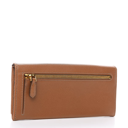 Prada Saffiano Continental Flap Wallet Caramel 2 of 6