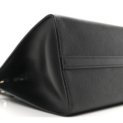 Prada Saffiano Cuir Calfskin Small Monochrome Top Handle Tote Black 8 of 9