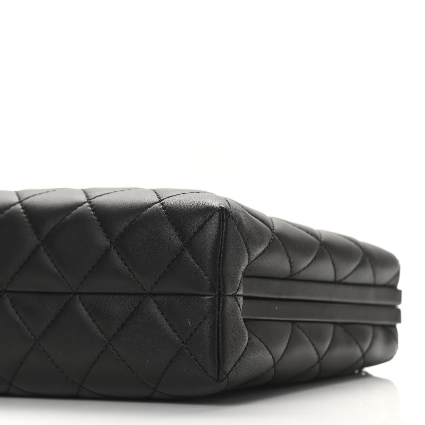 Lambskin Quilted Kisslock Minaudiere Black