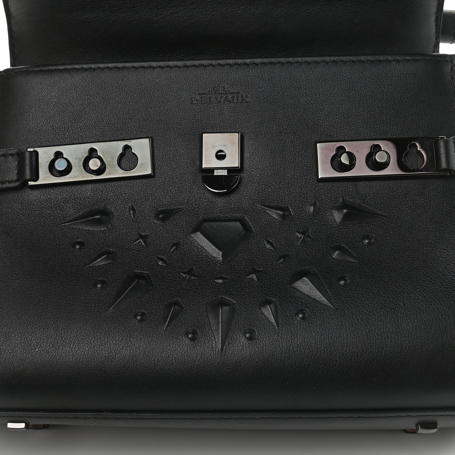 Delvaux Calfskin Embossed Mini Tempete Satchel Black 11 of 11