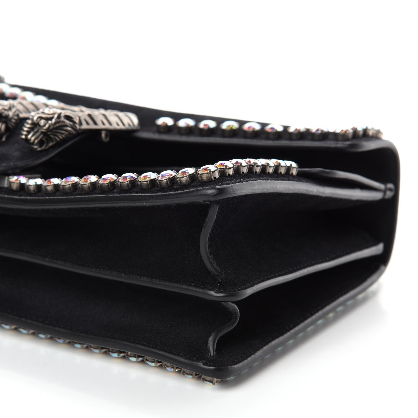 Suede Crystal Small Dionysus Shoulder Bag Black