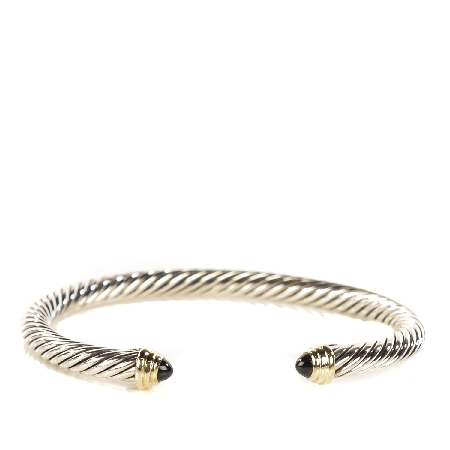 David Yurman Sterling Silver 14K Yellow Gold Black Onyx 5mm Cable Classics Petite Color Bracelet 1 of 5