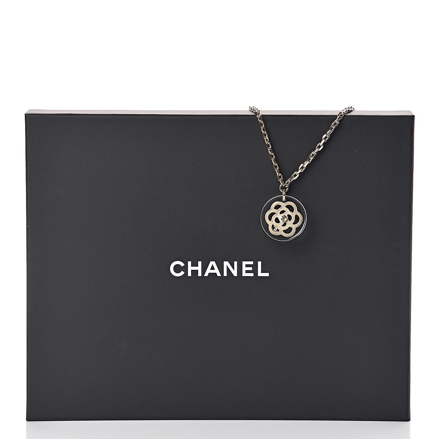 Crystal Resin Camellia CC Necklace Gold