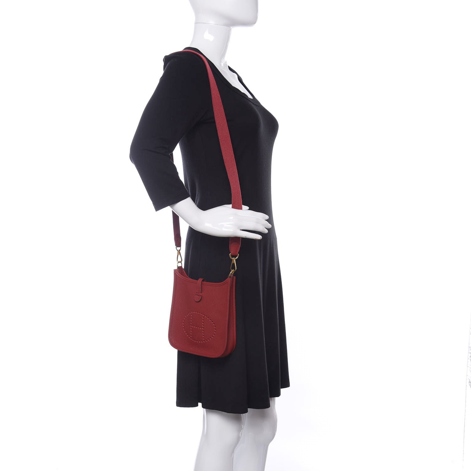 Hermes Taurillon Clemence Evelyne TPM Rouge Grenat 2 of 12