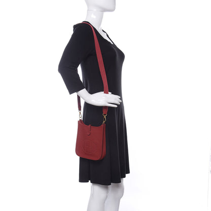 Hermes Taurillon Clemence Evelyne TPM Rouge Grenat 2 of 12