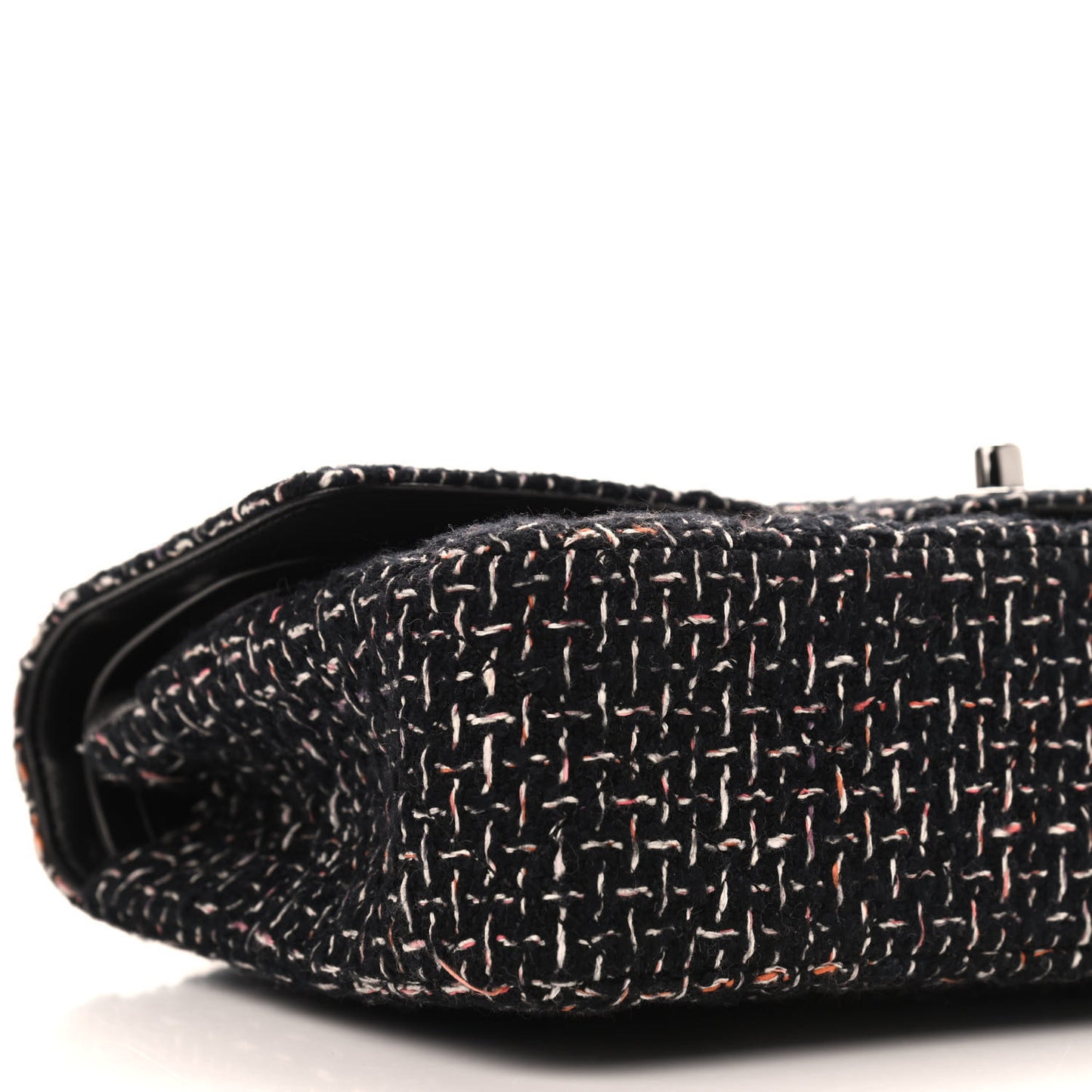 Tweed Quilted Medium Double Flap Black