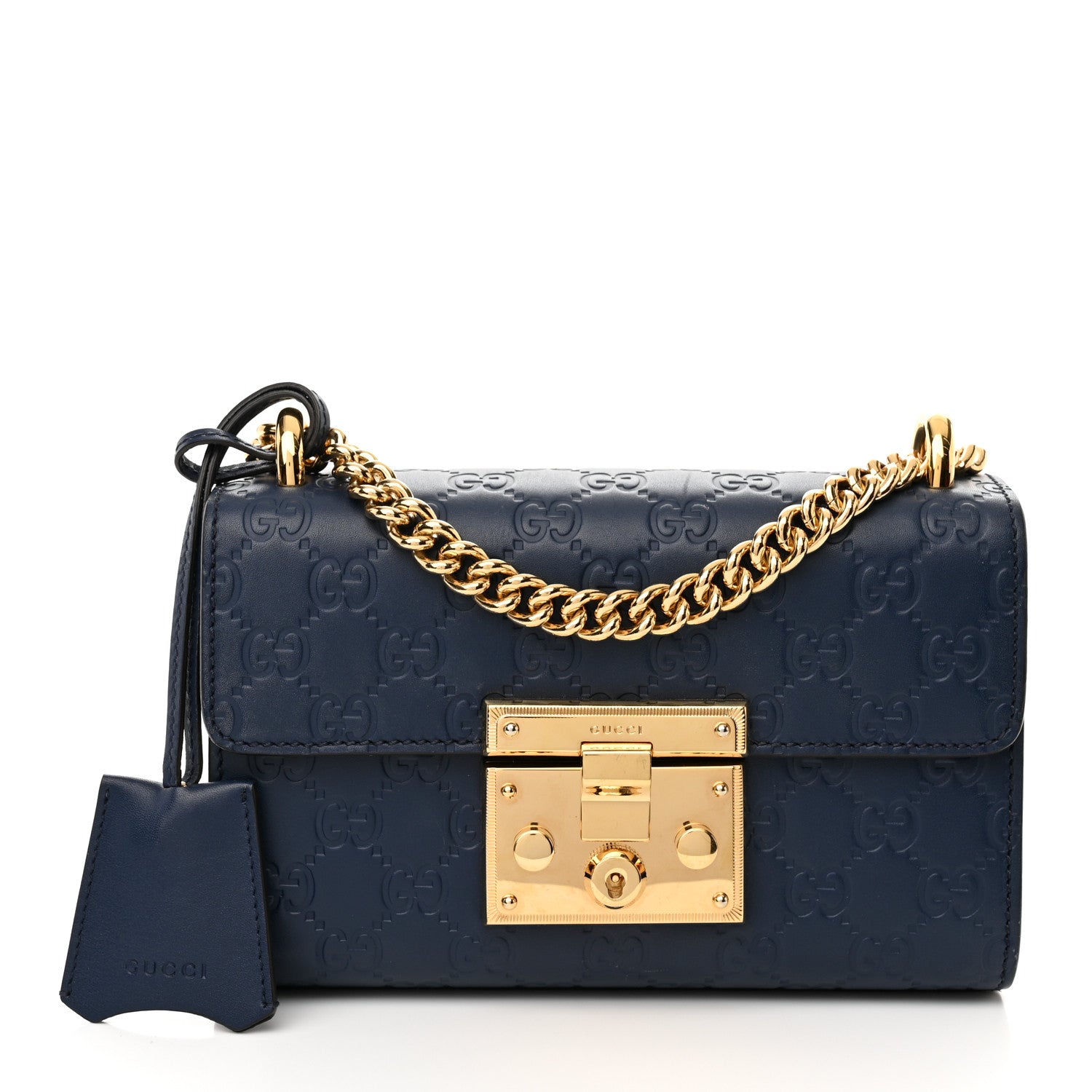 Gucci Guccissima Small Padlock Shoulder Bag Blue Agata 1 of 17