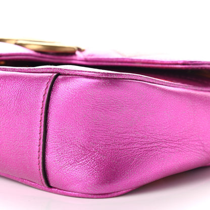 Gucci Metallic Calfskin Matelasse Mini GG Marmont Shoulder Bag Fuchsia 11 of 12