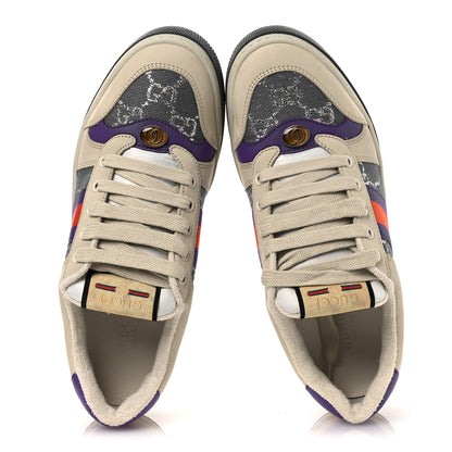 Gucci Calfskin Lame GG Monogram Web Womens Screener Sneakers 39.5 Blue Silver Dusty Milk Shine Purple 2 of 11
