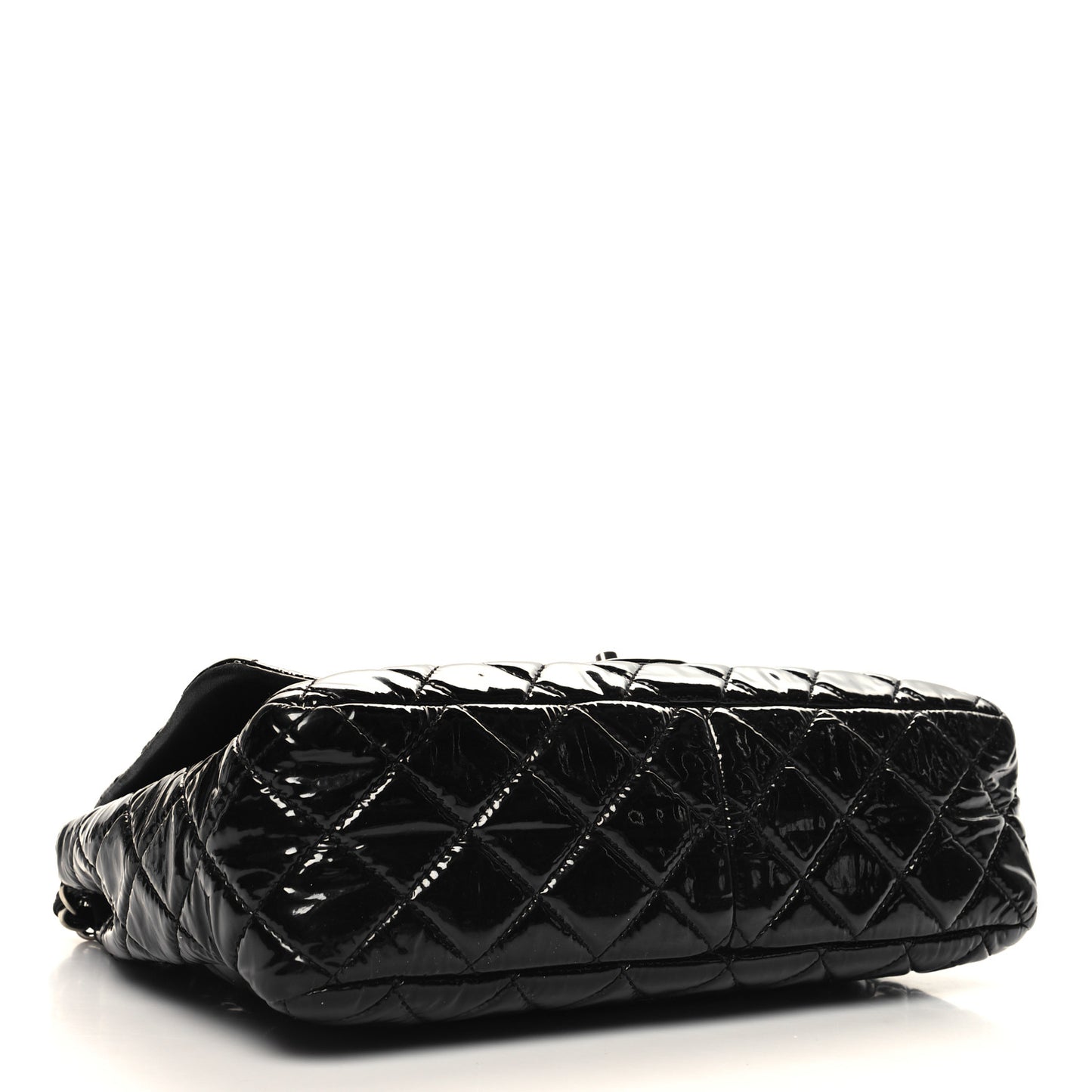 Patent Quilted Jumbo Single Flap Black