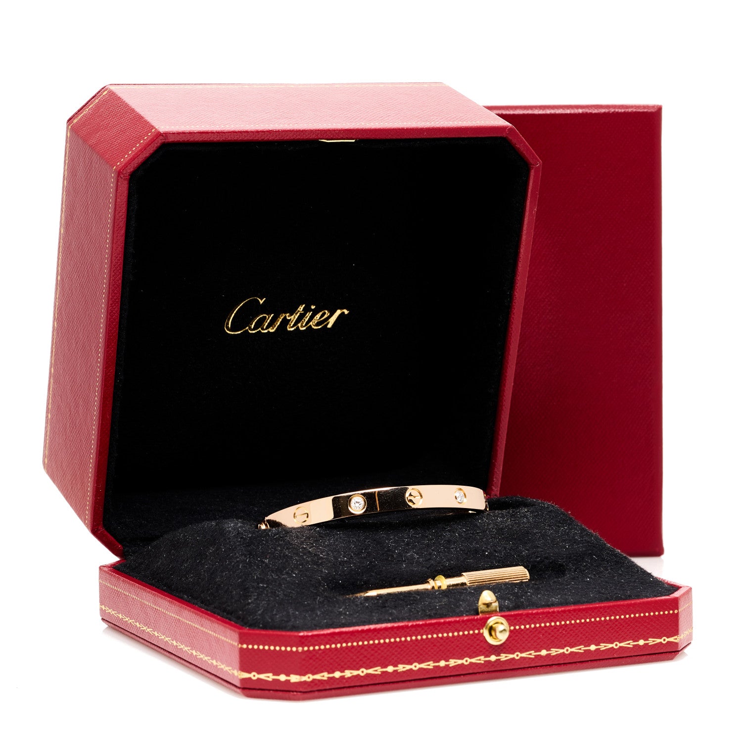 Cartier 18K Pink Gold 4 Diamond LOVE Bracelet 17 6 of 6