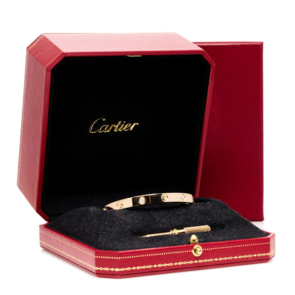 Cartier 18K Pink Gold 4 Diamond LOVE Bracelet 17 6 of 6