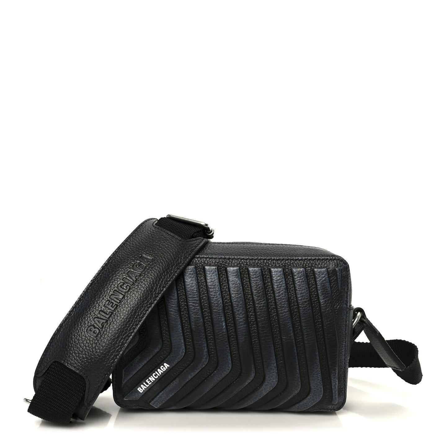 Grained Calfskin Embossed Car Camera Bag Black White Dirt