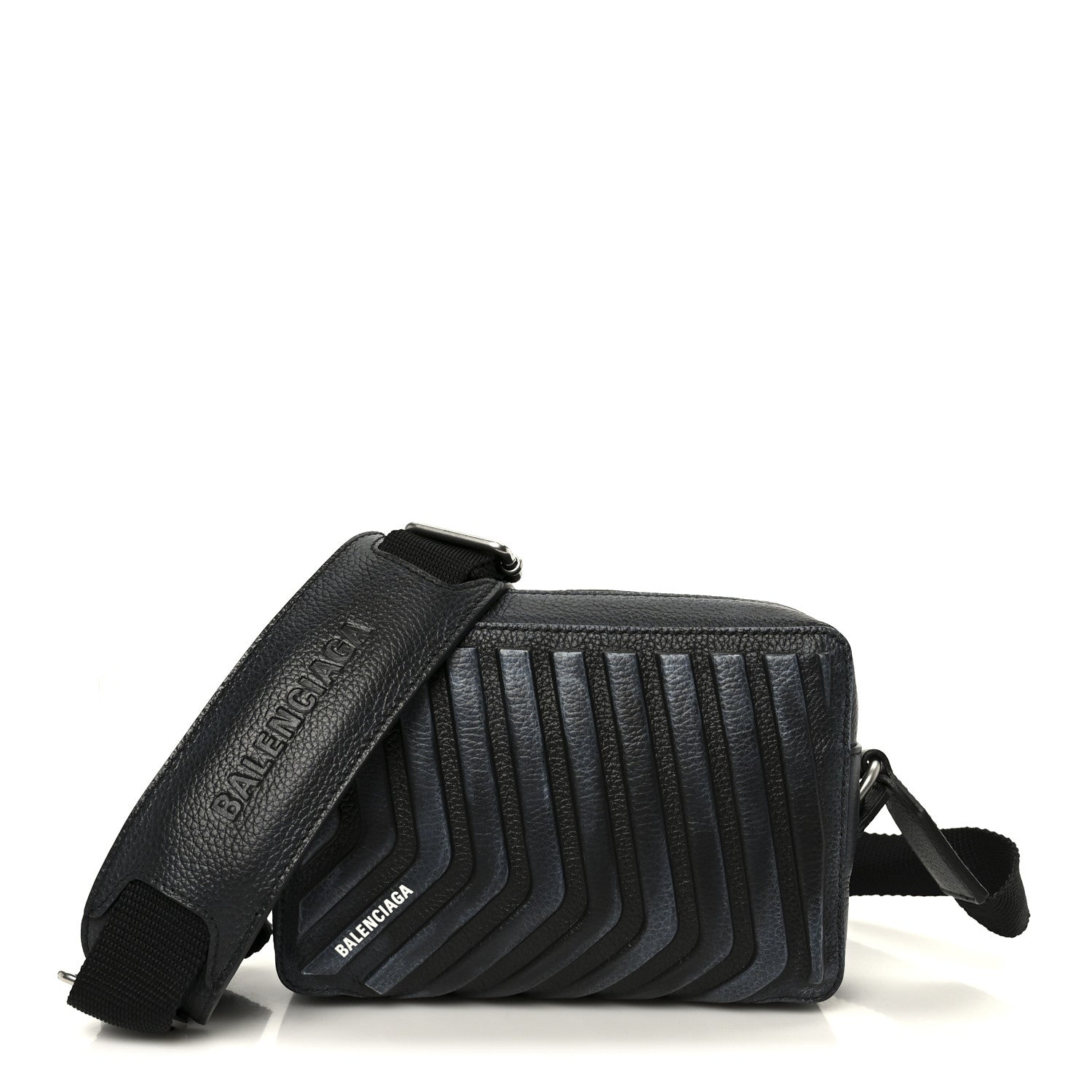 Balenciaga Grained Calfskin Embossed Car Camera Bag Black White Dirt 1 of 11